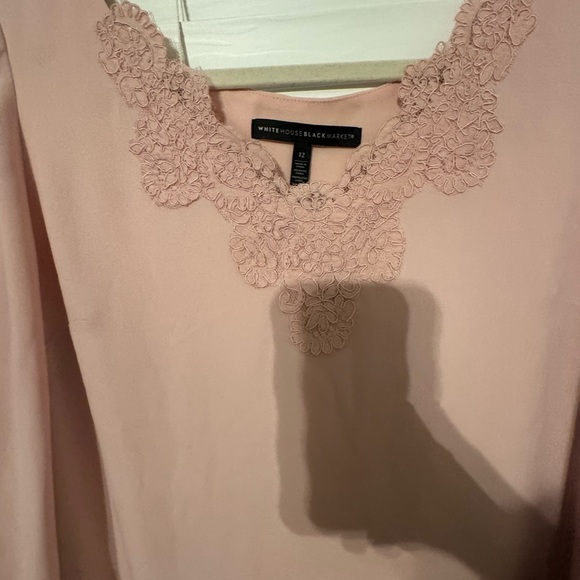 White House Black Market Blush Top with Lace Accents - Picture 7 of 7